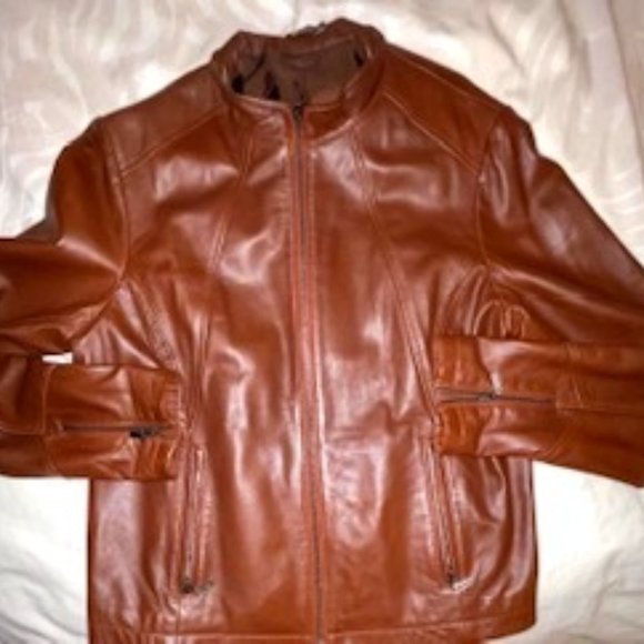 chocolate leather jacket - Picture 1 of 5